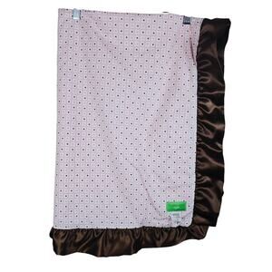 Caden Lane Soft Pink Brown Satin Pink Brown Dot Square Baby Blanket 43 X 32